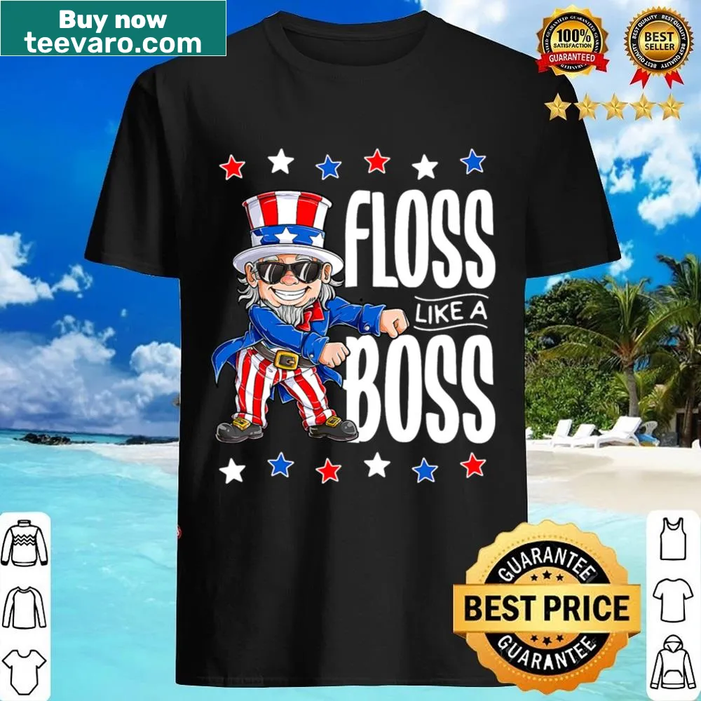 Cartoon Uncle Sam shirt with 'Floss Like A Boss' text
