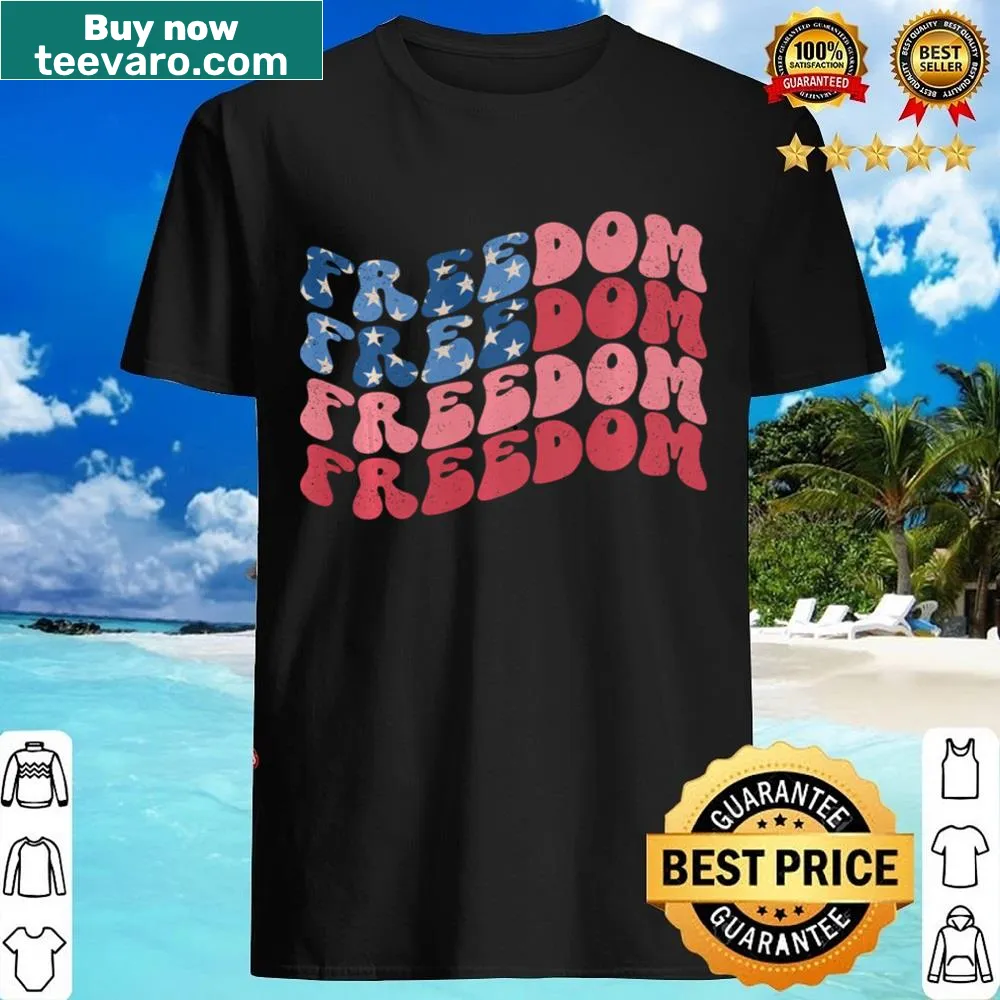 Retro American flag t-shirt with groovy design for the 4th of July