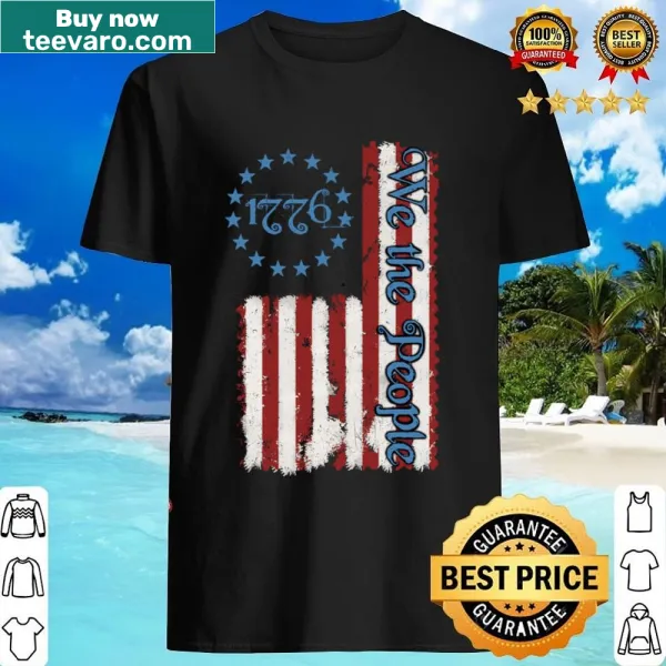Patriotic Independence Day graphic featuring the USA flag on a t-shirt.