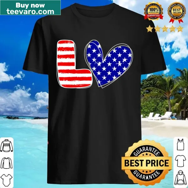 Matching patriotic shirt for couples featuring American flag