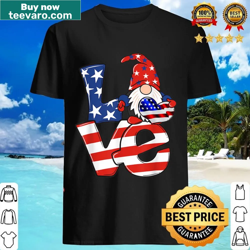 Adorable gnome shirt featuring the USA flag for July 4th