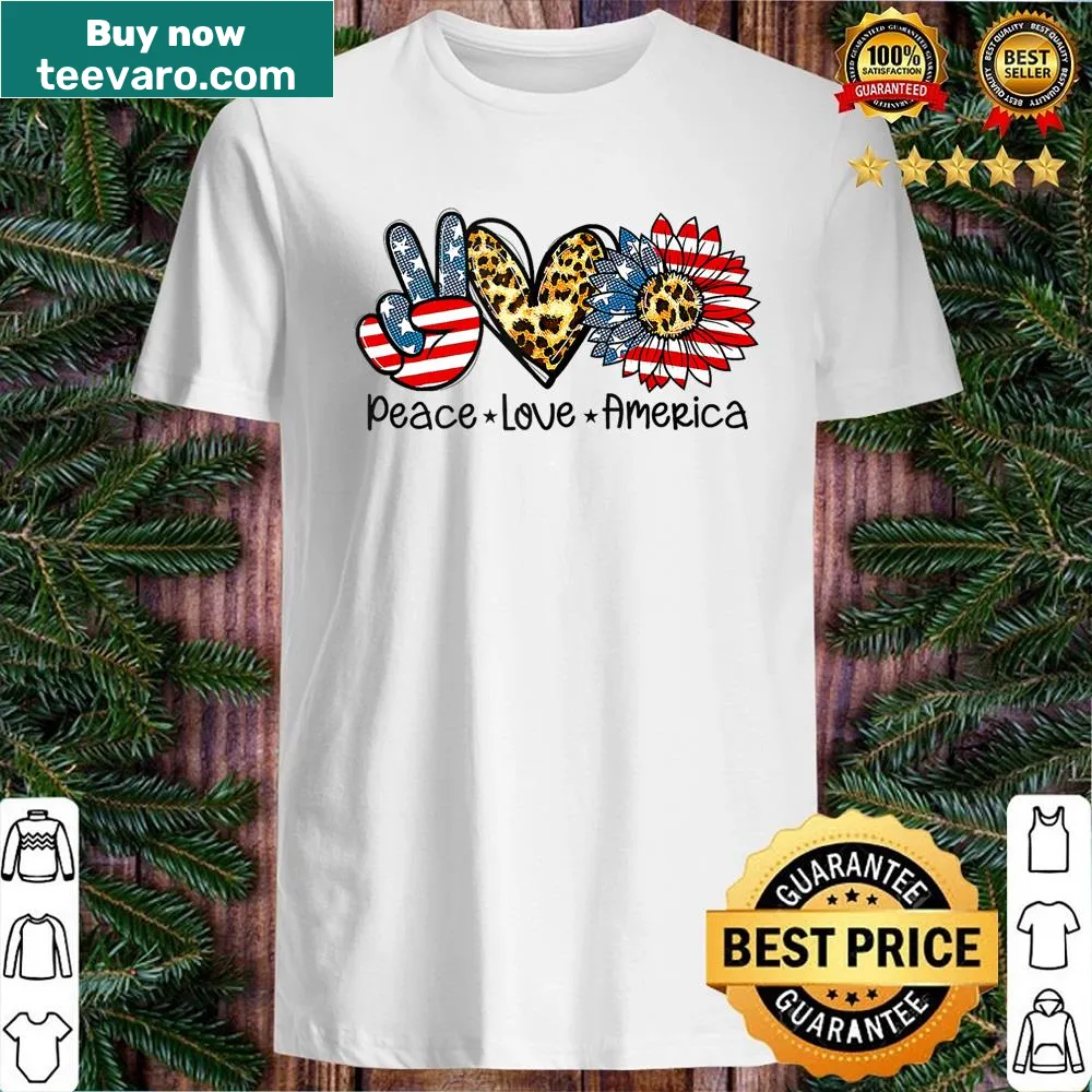 Illustrated sunflower and USA flag design on a patriotic t-shirt.