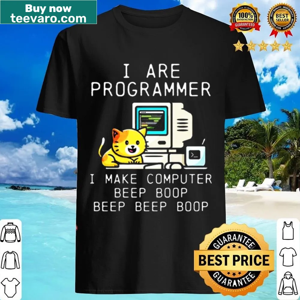 Funny T-shirt with cat and programming graphic