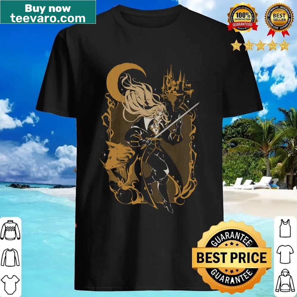 Shirt featuring an enchanting design themed around vampires and music