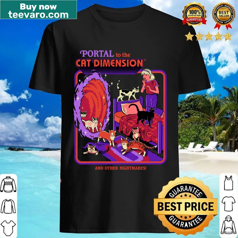 Fantasy-themed shirt featuring a whimsical cat dimension graphic