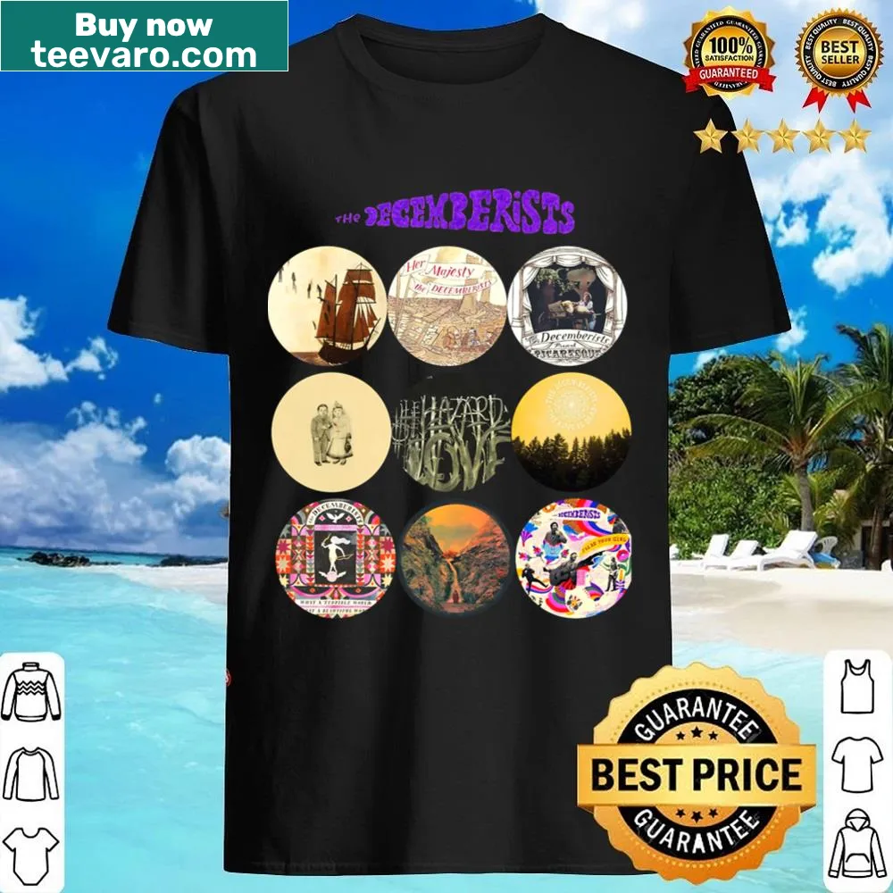 Shirt featuring typography celebrating The Decemberists band