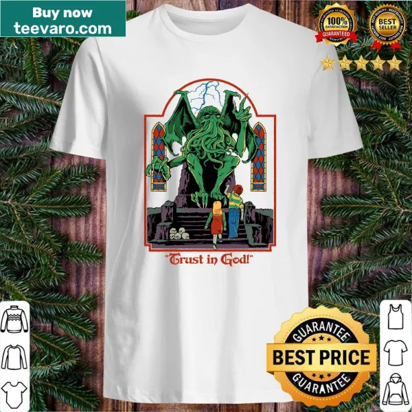 Serene typographic shirt conveying trust in God