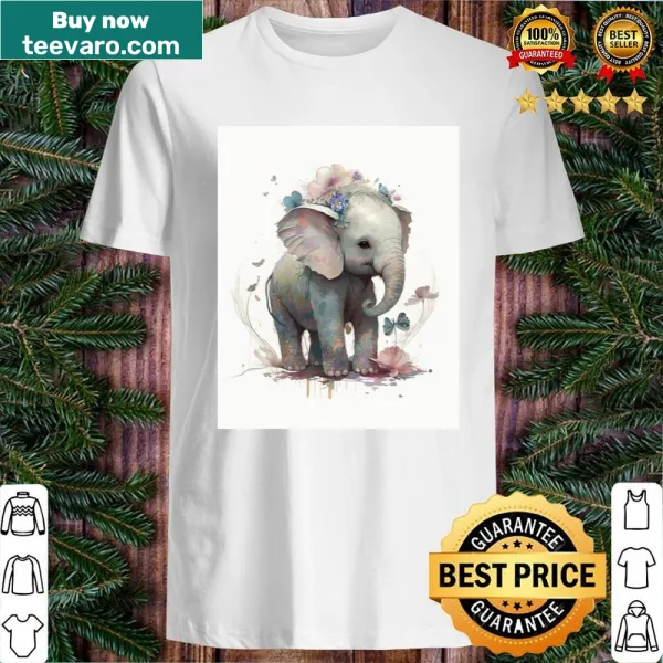 Boho-style shirt with an elephant and floral graphics