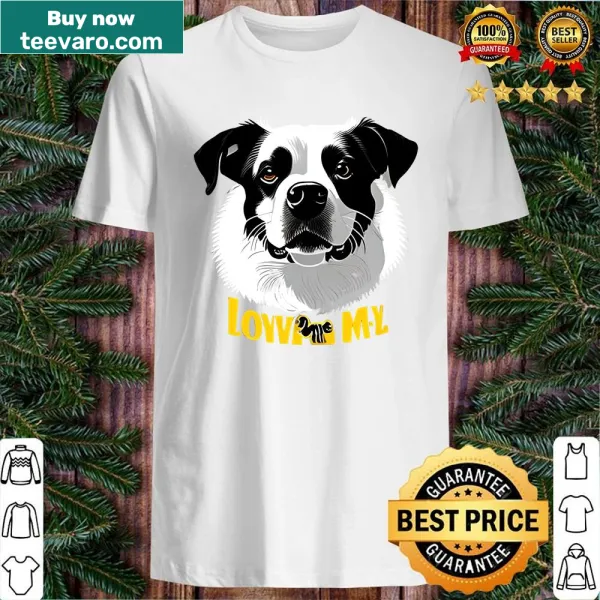 Illustrated dog graphic named Danny on a shirt.