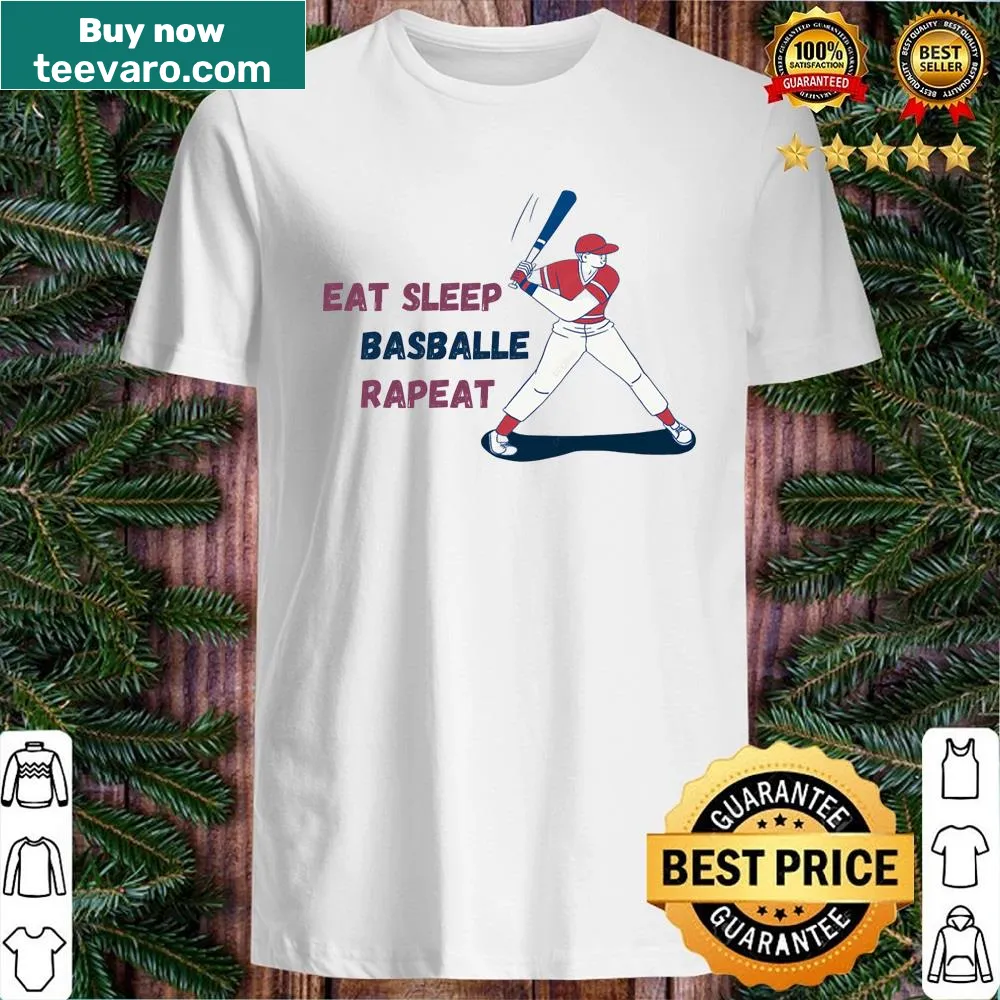 Eat Sleep Baseball Repeat shirt with bold text design