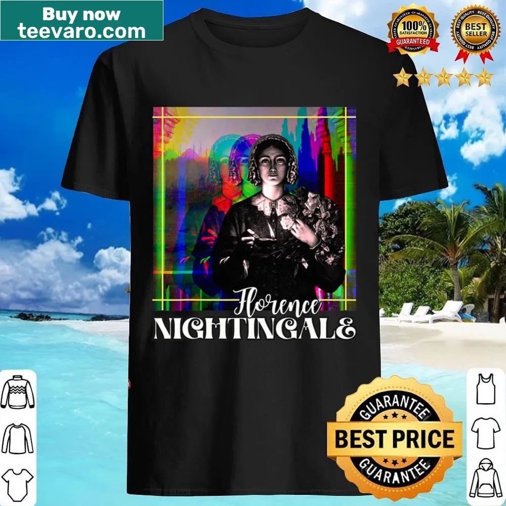 Retro Florence Nightingale portrait shirt with glitchy design