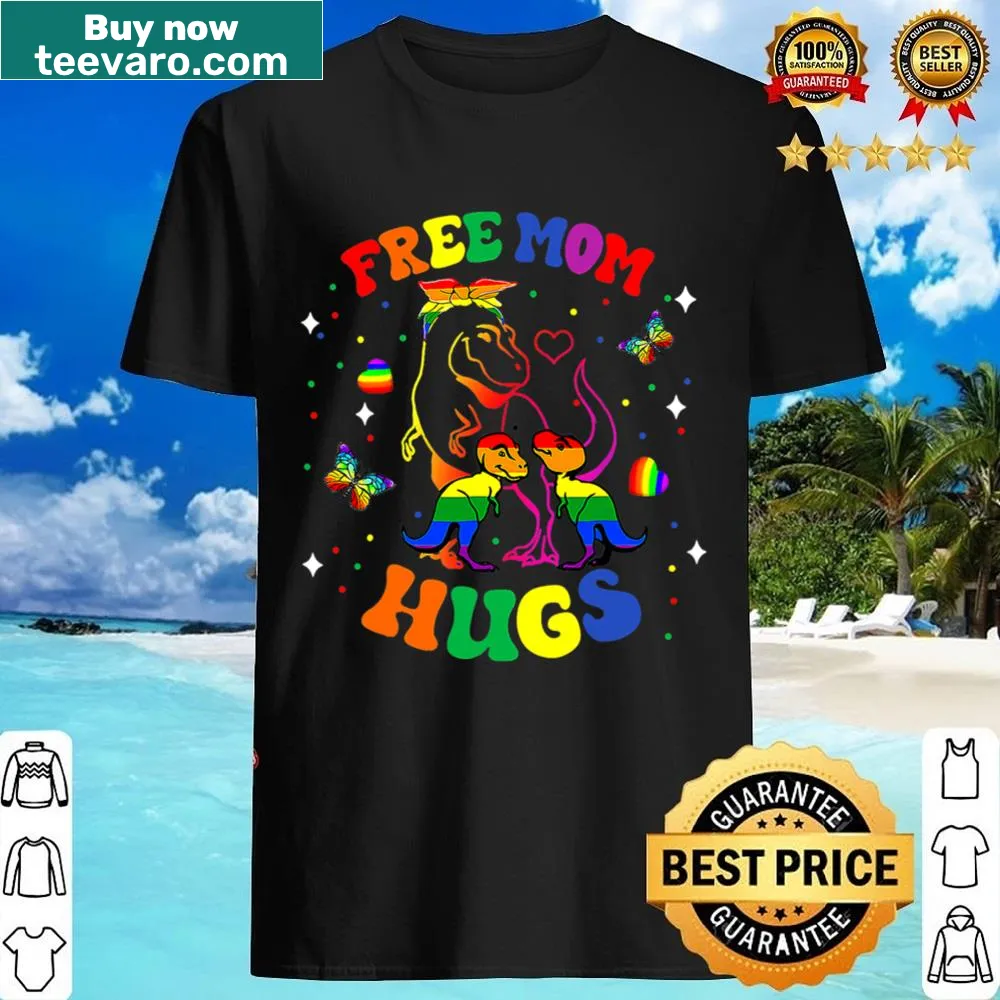 Cute dinosaur shirt stating 'Free Mom Hugs' with an illustration