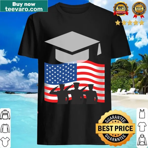 Military branches graduation shirt with bold typography.