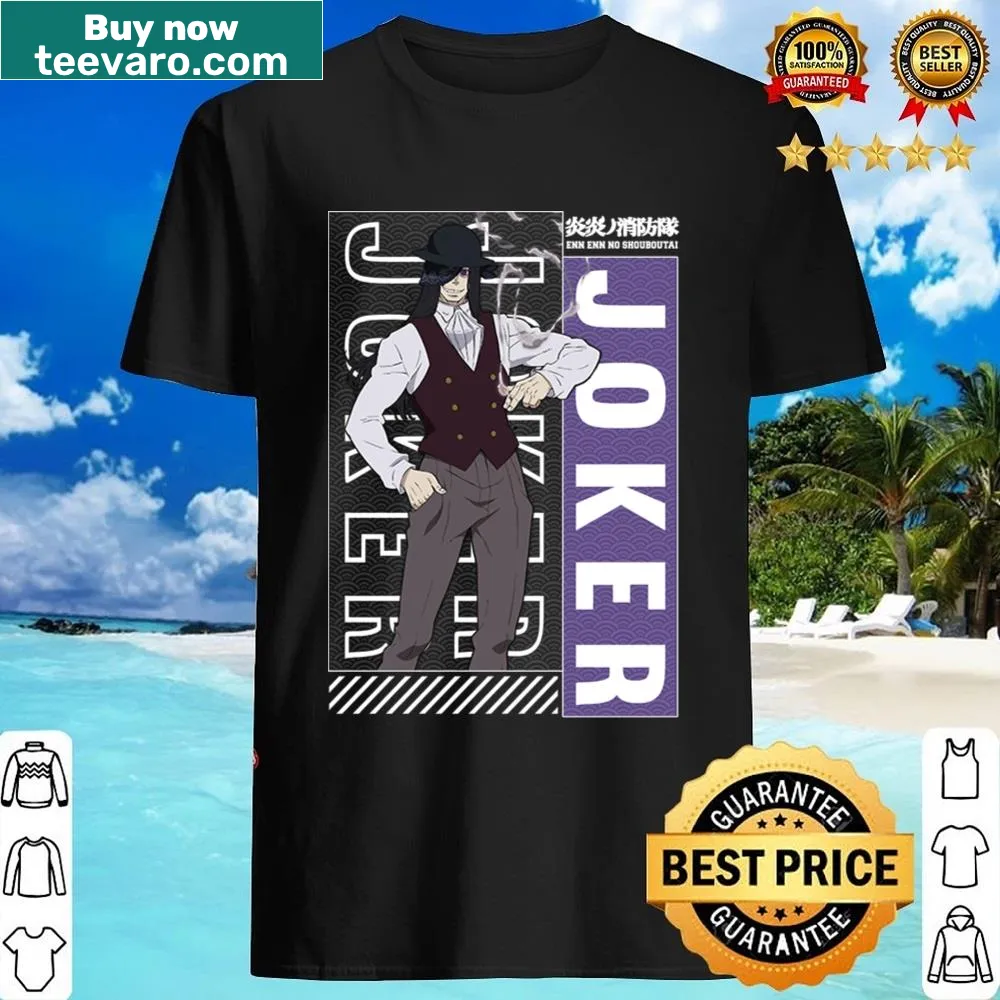 Cartoon-style Smoker Joker graphic from Fire Force on a shirt