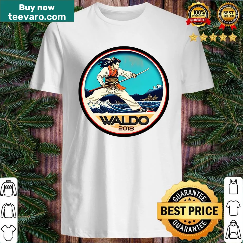 Graphic of a samurai Waldo amidst a busy scene