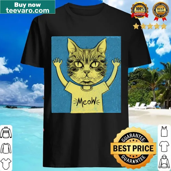 Surreal design of a cat head on a shirt