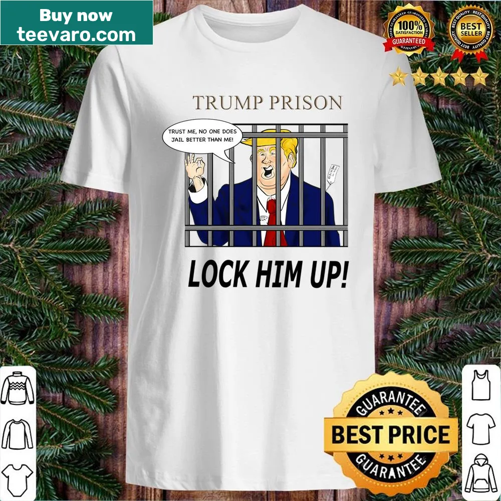Funny text shirt: 'Lock Him Up' with Trump reference