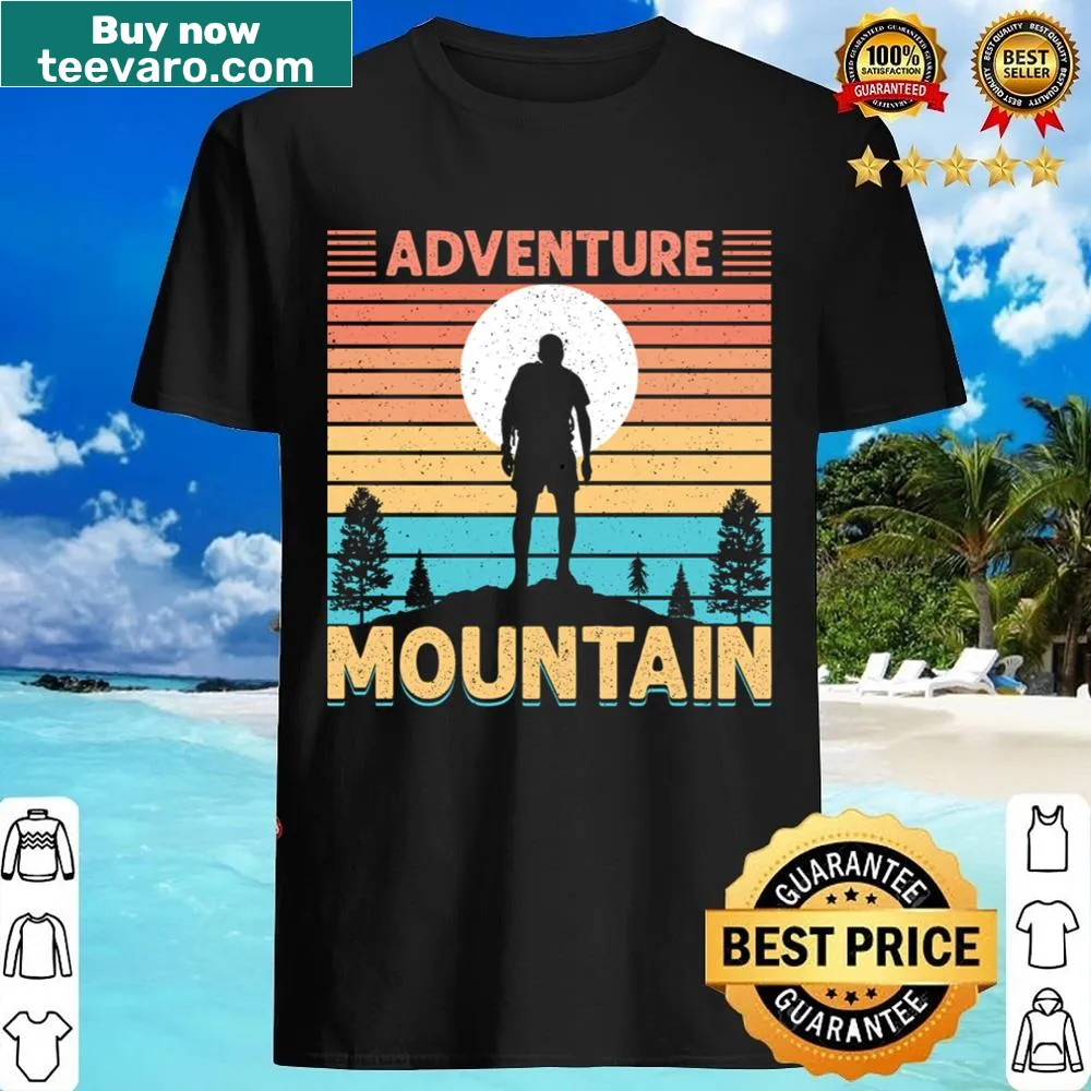 Shirt featuring a mountain sunrise illustration