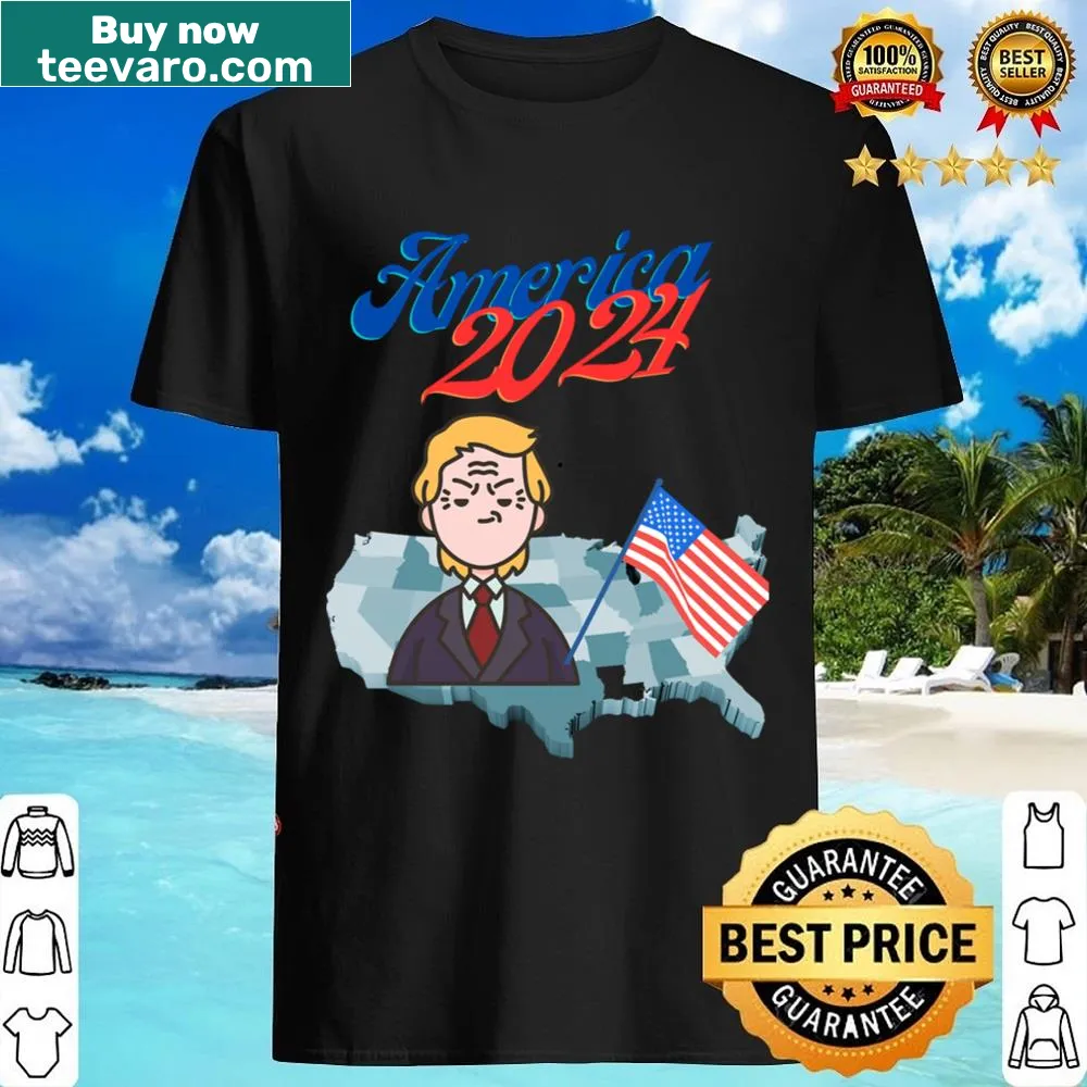 Shirt featuring bold typography that states America 2024