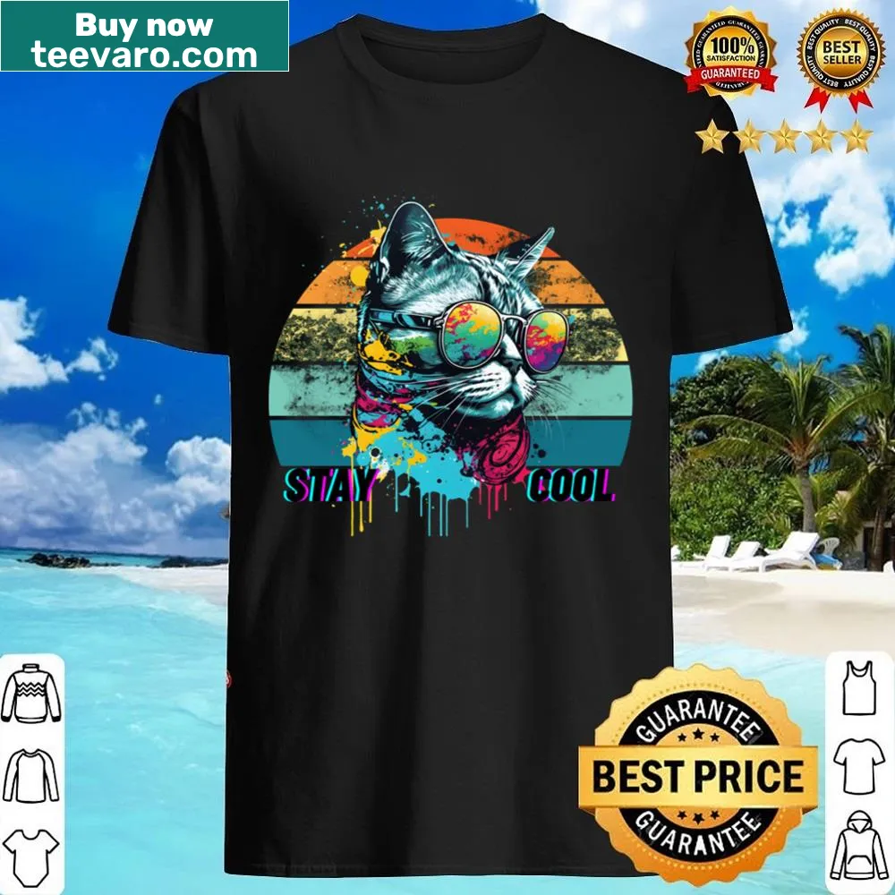 Active cat illustration on a fun, casual t-shirt for cat lovers