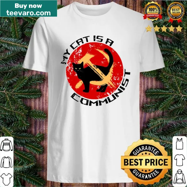 Funny shirt that says 'My Cat Is A Communist' with playful design