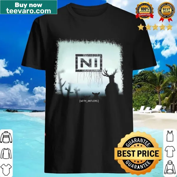 Whimsical deer with antlers and 'Ni' text graphic t-shirt