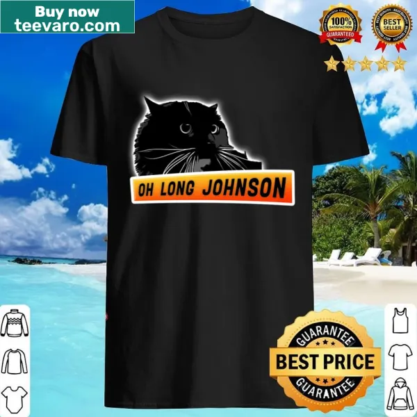 Vintage-style shirt featuring graphics inspired by the 'Oh Long Johnson' cat video