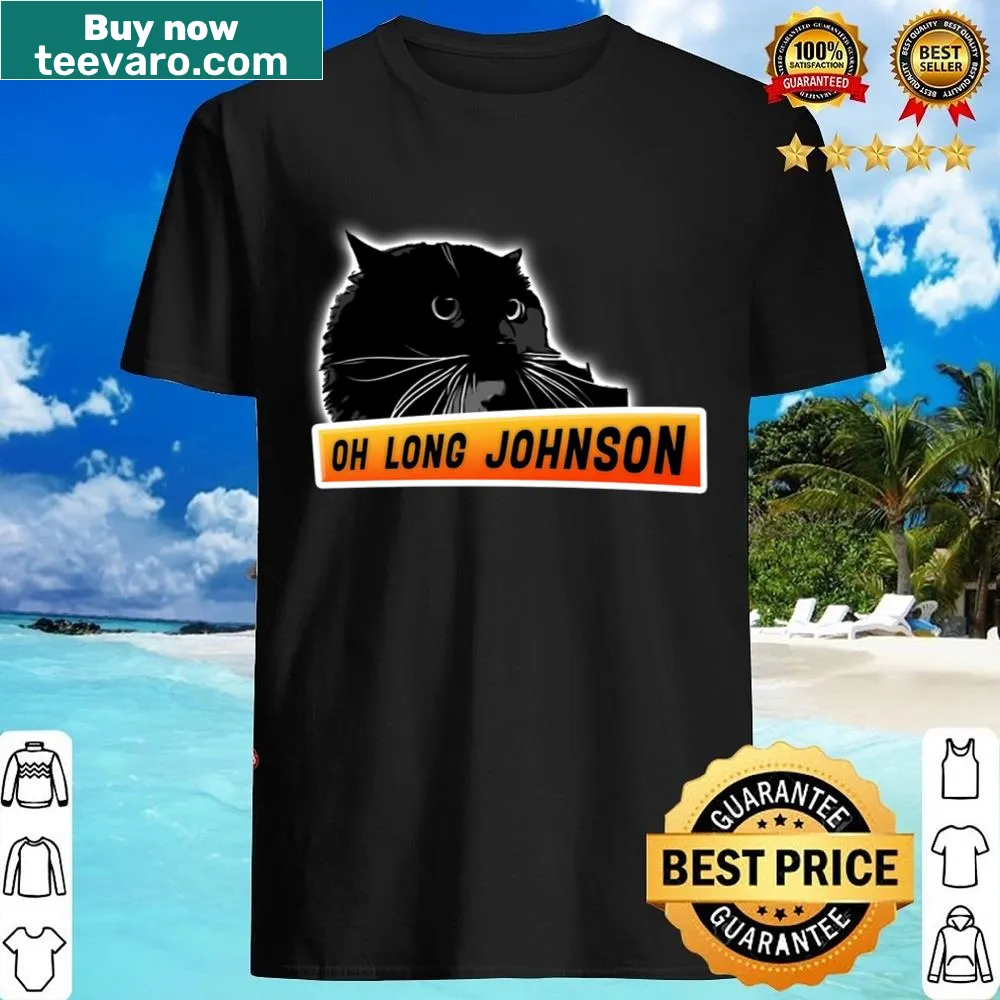Vintage-style shirt featuring graphics inspired by the 'Oh Long Johnson' cat video