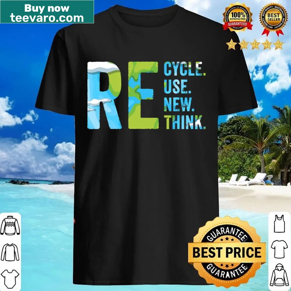 Shirt promoting Earth Day with recycling and sustainability messages