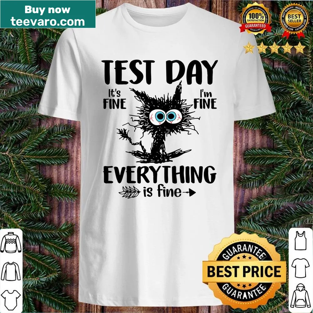 Funny cat graphic shirt for teachers about test day