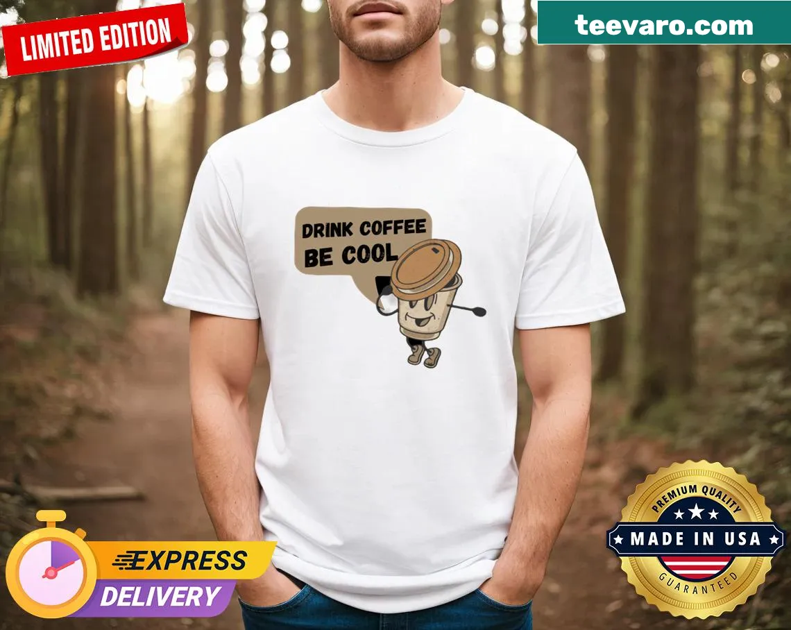 Stylish T-shirt with funny coffee quotes for coffee lovers — on a men's t-shirt