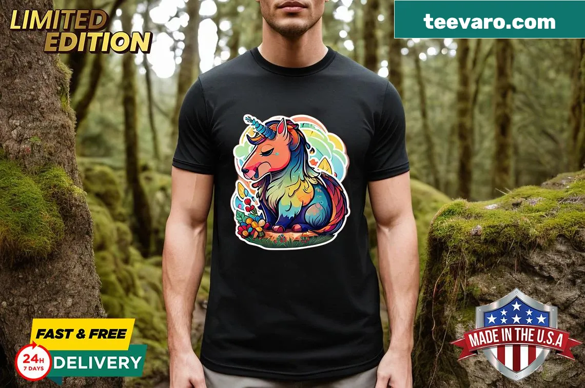 Sticker design of cute animals on a playful t-shirt — on a men's t-shirt