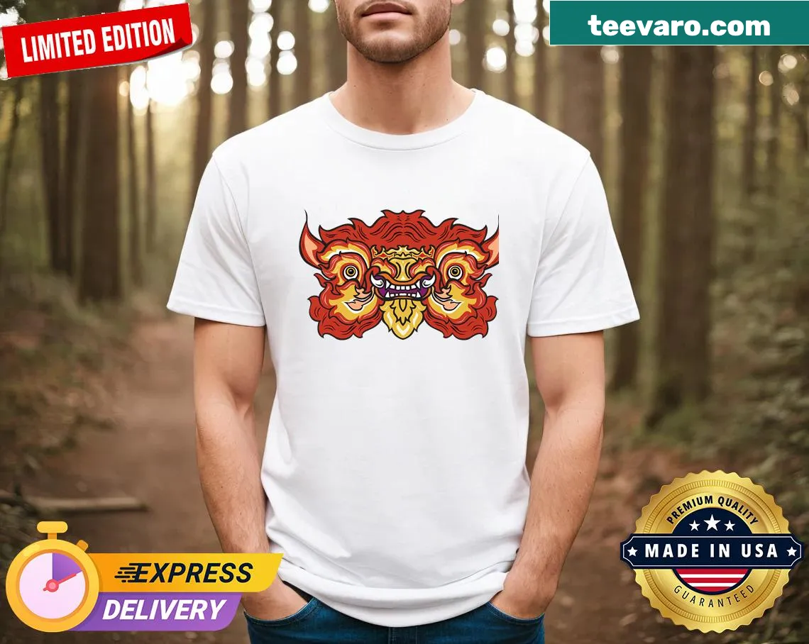 Graphic T-shirt featuring Hanuman and Thotsakan from the Ramayana — on a men's t-shirt