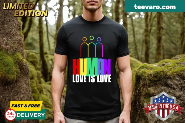 Illustration of a rainbow flag on an LGBTQ+ pride t-shirt