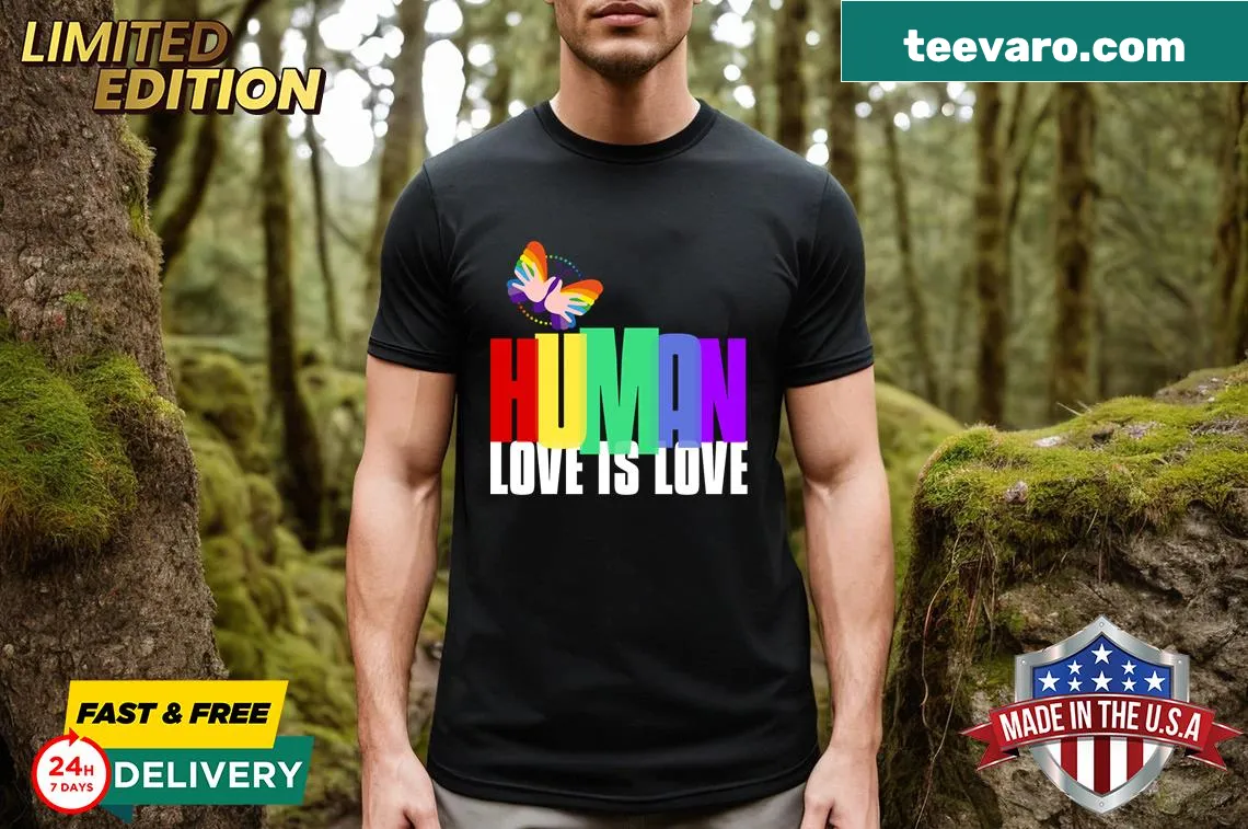 Illustration of a rainbow flag and diamond on an LGBTQ+ pride t-shirt — on a men's t-shirt