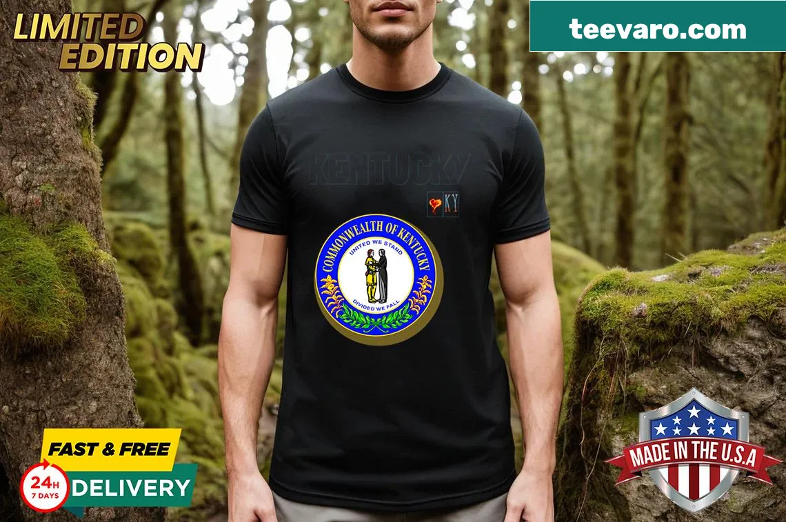 Kentucky State Seal emblem on stylish T-shirt — on a men's t-shirt