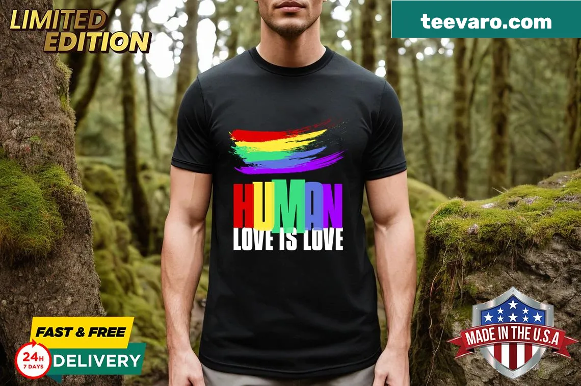 Rainbow graphic with 'Pride' text on a sports t-shirt — on a men's t-shirt