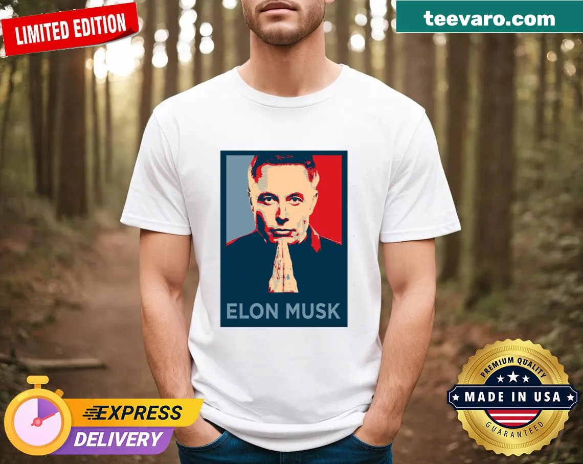 T-shirt featuring humorous portrait of Elon Musk — on a men's t-shirt