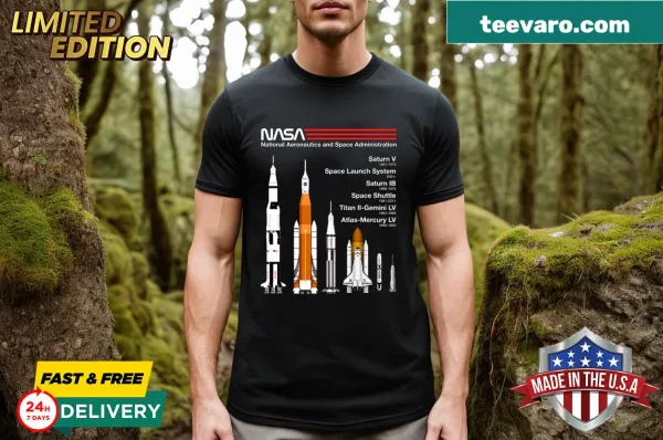Funny space-themed t-shirt with NASA elements and Elon Musk reference.