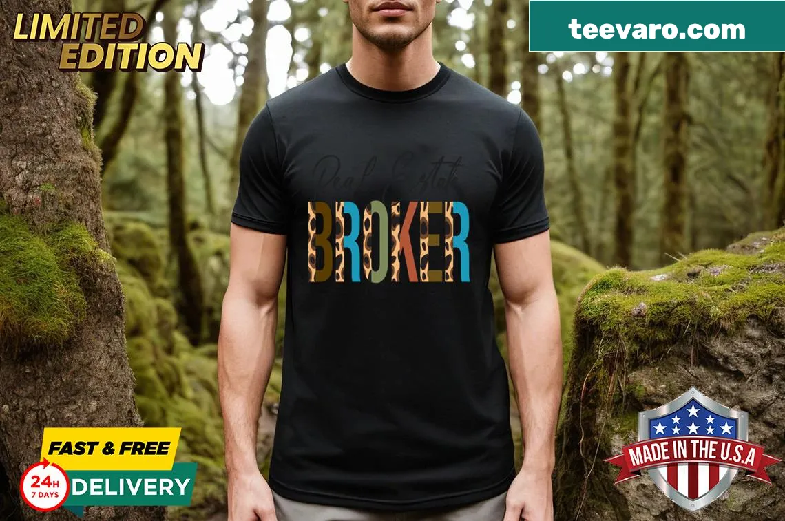 Leopard print T-shirt for real estate professionals — on a men's t-shirt