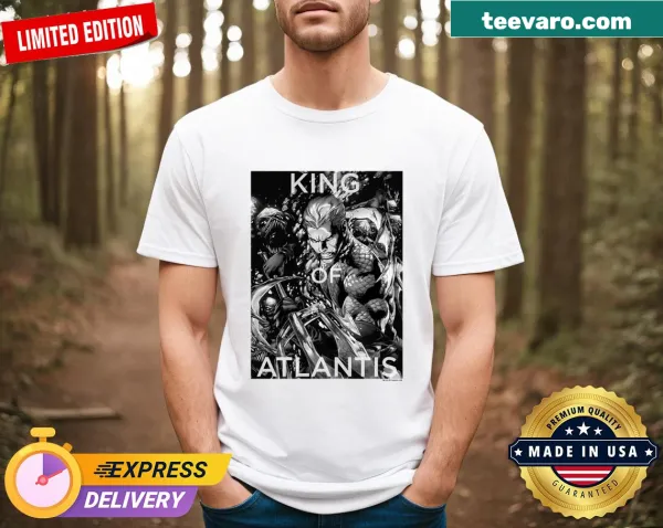 Personalized greyscale Aquaman graphic on T-shirt