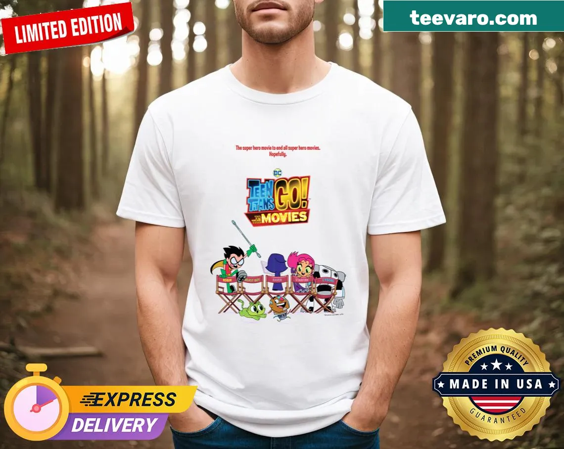 Teen Titans Go! To The Movies t-shirt featuring fun character graphics — on a men's t-shirt
