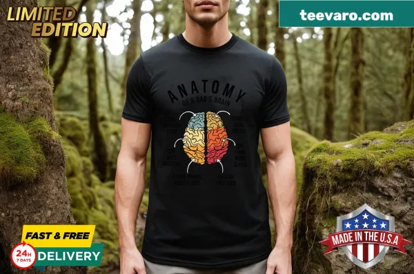 Funny dad shirt with 'Anatomy Of A Dad's Brain' graphic