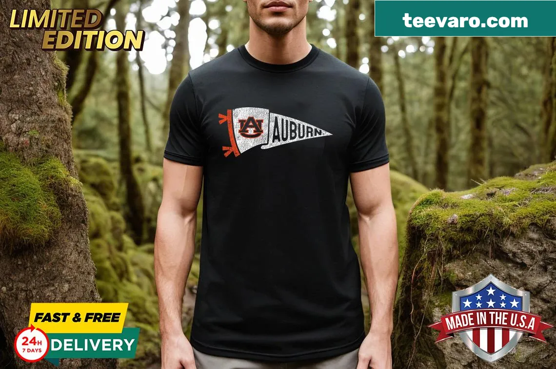 Vintage Auburn Tigers pennant T-shirt for men. — on a men's t-shirt
