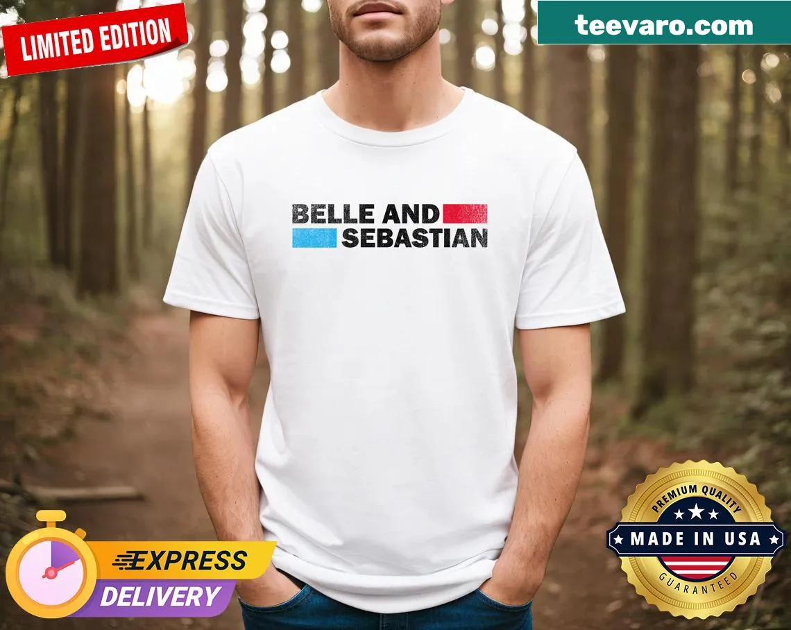 Vintage-style mashup graphic T-shirt for Belle and Sebastian fans — on a men's t-shirt