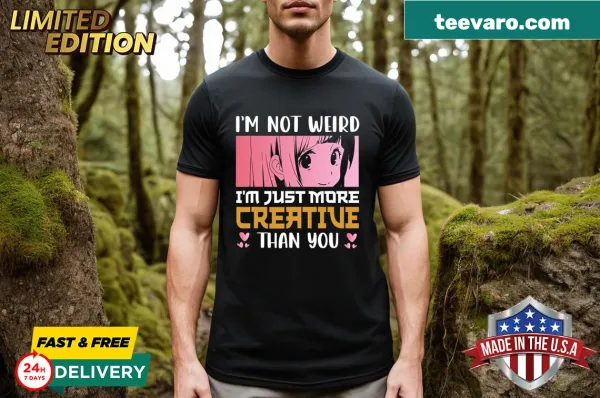 Typographic t-shirt with witty phrase about creativity