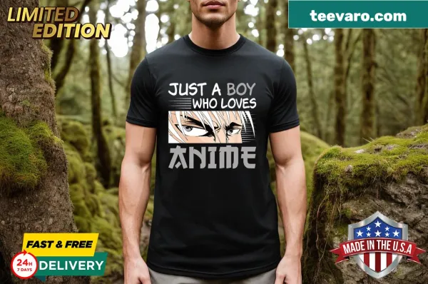 Funny anime-themed shirt with humorous text for boys.
