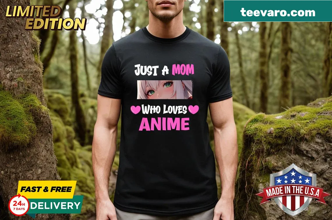 Oversized t-shirt for moms featuring fun anime graphics. — on a men's t-shirt