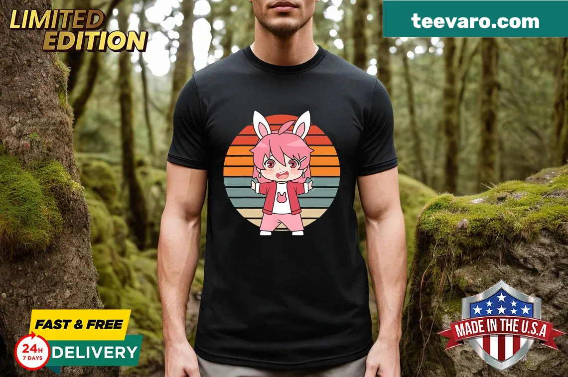 Kawaii Easter bunny graphic tee for kids — on a men's t-shirt