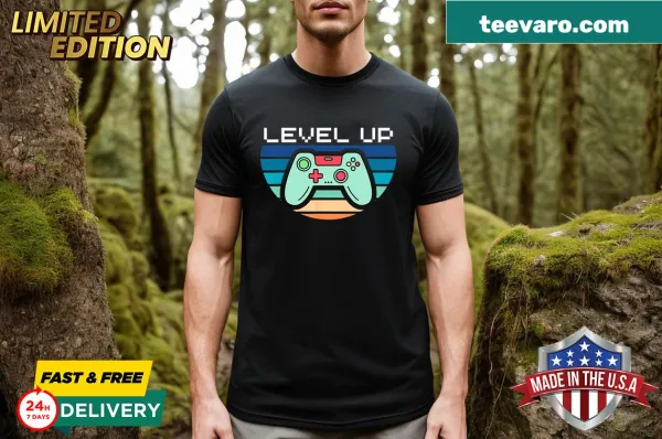 Playful T-shirt featuring a video game controller graphic.